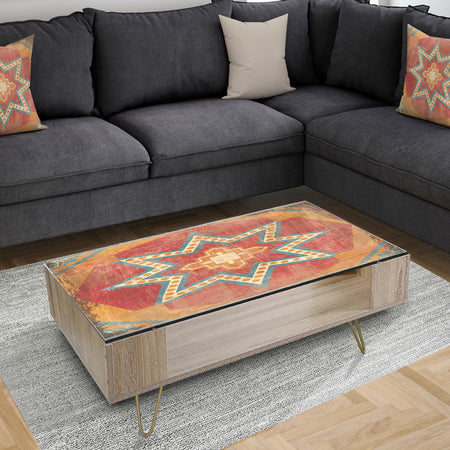 Moroccan Orange Tiles Collage I - Traditional Coffee Table