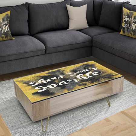 Show Your Sparkle Quote Black on Gold - Traditional Coffee Table