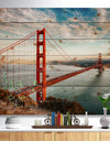 Golden Gate Bridge in San Francisco - Sea Bridge Print on Natural Pine Wood