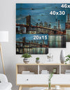 Brooklyn Bridge and Skyscrapers - Cityscape Print on Natural Pine Wood