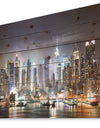 New York Times Square in Blue Light - Cityscape Print on Natural Pine Wood