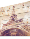 Paris Paris Eiffel TowerParis Postcard Design - Cityscape Print on Natural Pine Wood