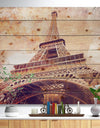 Paris Paris Eiffel TowerParis Postcard Design - Cityscape Print on Natural Pine Wood