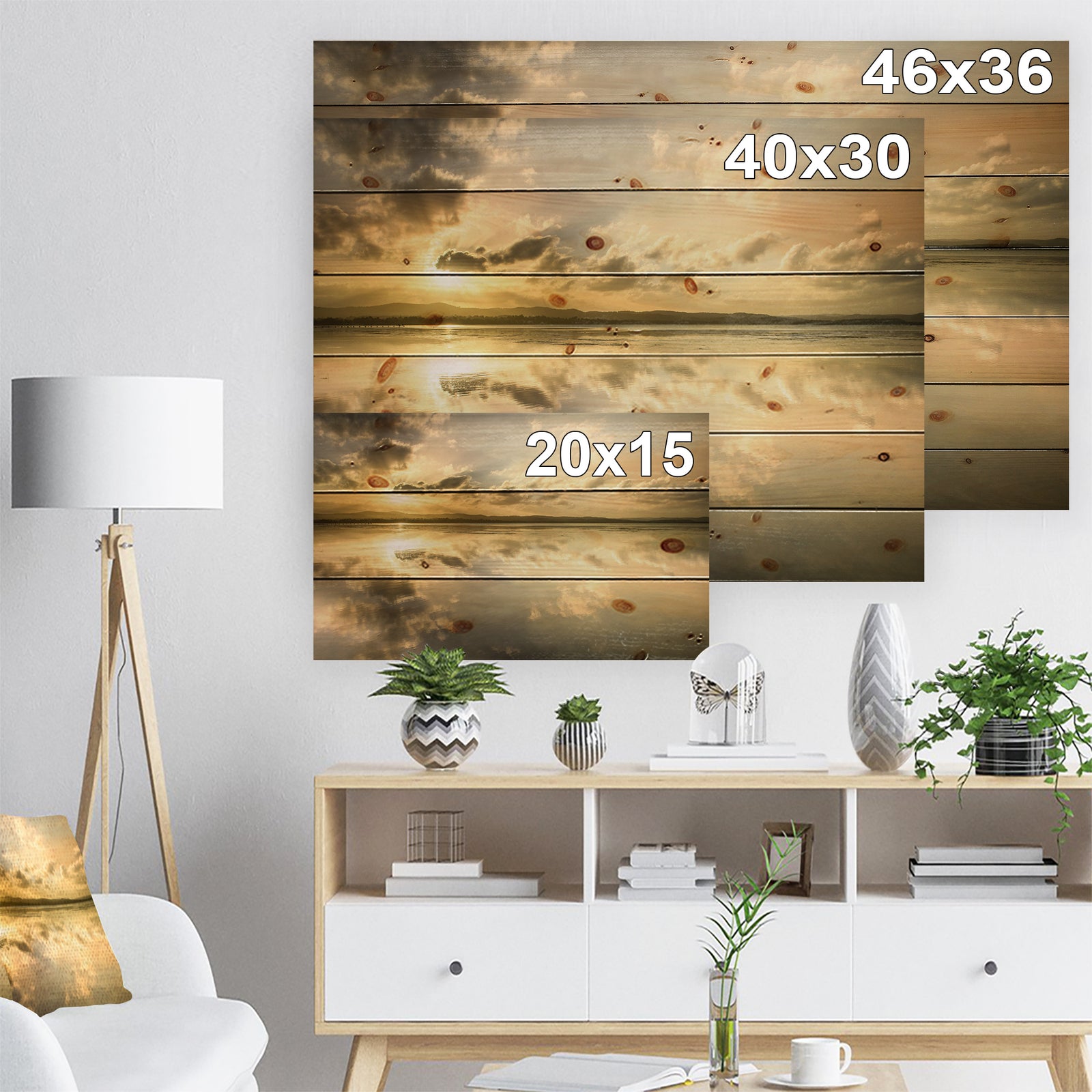 Amazing Foreshore Reserve Reflection - Seashore Print on Natural Pine Wood