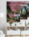 Cherry Blossom Pathway in Chiang Mai - Landscape Print on Natural Pine Wood