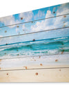 Serene Blue Tropical Beach - Seashore Print on Natural Pine Wood