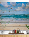 Serene Blue Tropical Beach - Seashore Print on Natural Pine Wood