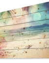 Colorful Serenity Tropical Beach - Seashore Print on Natural Pine Wood