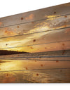 Amazing Beach with Beautiful Breaking Waves - Modern Beach Print on Natural Pine Wood