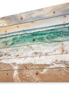 Crystal Clear Blue Foaming Waves - Seascape Print on Natural Pine Wood