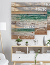 Crystal Clear Blue Foaming Waves - Seascape Print on Natural Pine Wood