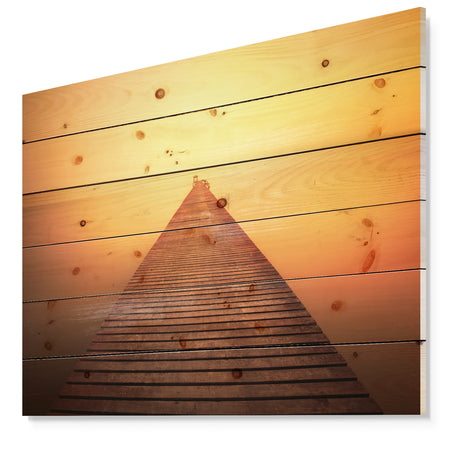 Old Wooden Bridge into Infinity Sea - Pier Seascape Print on Natural Pine Wood