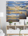 Blue Sky and Clouds Mirrored in Sea - Seashore Print on Natural Pine Wood