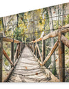 Wooden Bridge in Forest - Wooden Sea Bridge Print on Natural Pine Wood