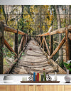Wooden Bridge in Forest - Wooden Sea Bridge Print on Natural Pine Wood