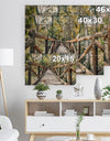 Wooden Bridge in Forest - Wooden Sea Bridge Print on Natural Pine Wood