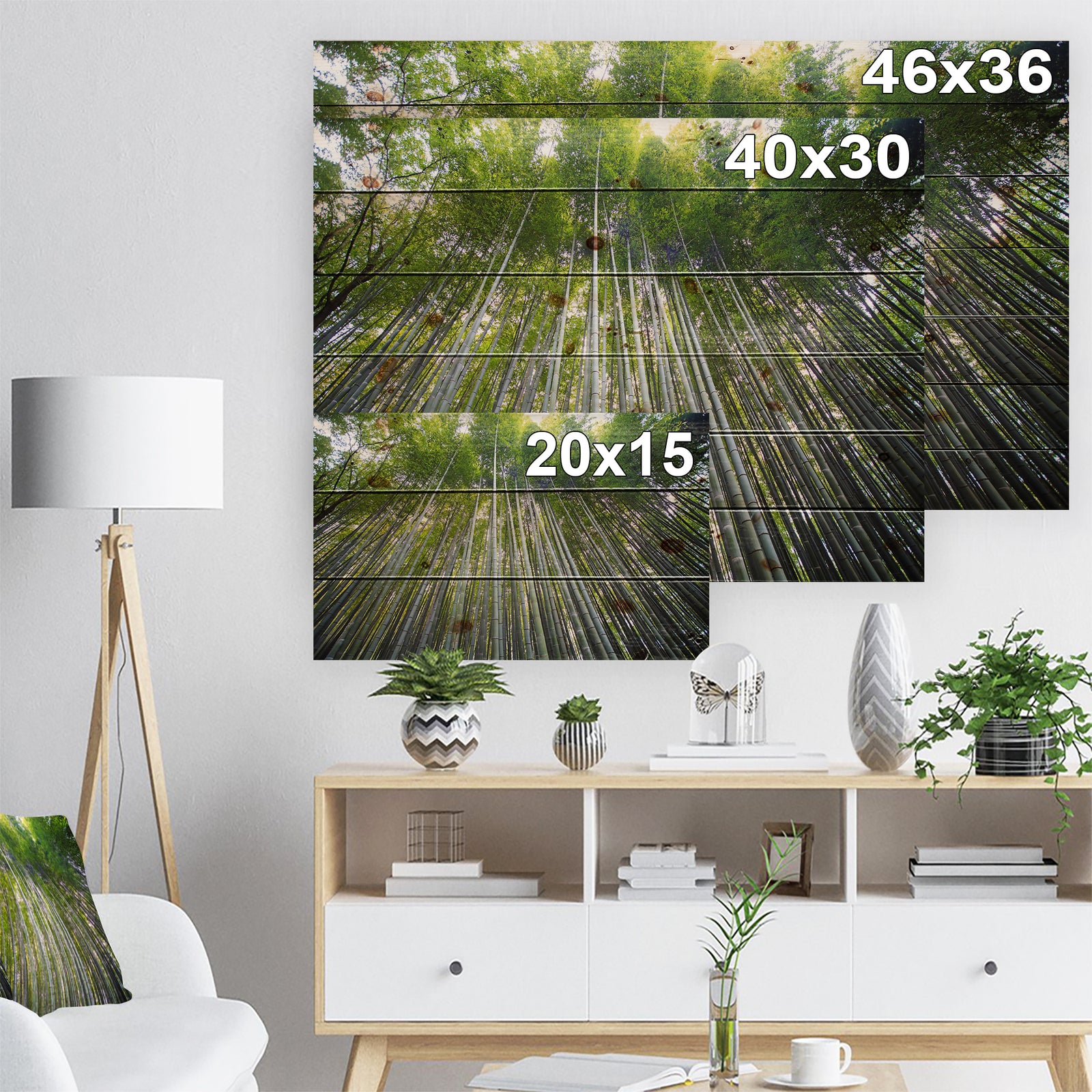 Bamboo forest of Kyoto Japan. - Forest Print on Natural Pine Wood