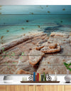 Dead Sea Beach with Crystallized Salt - Seashore Print on Natural Pine Wood