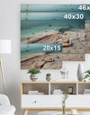 Dead Sea Beach with Crystallized Salt - Seashore Print on Natural Pine Wood