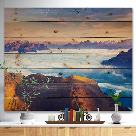 Val Gardena Valley Panorama - Seashore Print on Natural Pine Wood