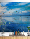Sunset Blue Panoramic Landscape - Landscape Print on Natural Pine Wood