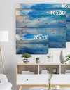 Sunset Blue Panoramic Landscape - Landscape Print on Natural Pine Wood