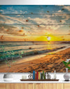 White Beach in Island of Barbados - Modern Seascape Print on Natural Pine Wood