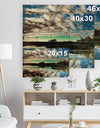 Sky Clouds Mirrored in River Panorama - Landscape Print on Natural Pine Wood