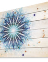 Fractal Flower Light Blue Digital Art - Flower Print on Natural Pine Wood