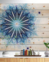 Fractal Flower Light Blue Digital Art - Flower Print on Natural Pine Wood