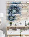 Fractal Flower Light Blue Digital Art - Flower Print on Natural Pine Wood