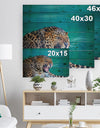 Wild Leopard Close Up View - Abstract Print on Natural Pine Wood