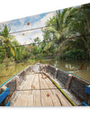 Boat in Mekong River Vietnam - Landscape Print on Natural Pine Wood