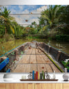 Boat in Mekong River Vietnam - Landscape Print on Natural Pine Wood