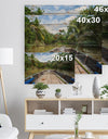 Boat in Mekong River Vietnam - Landscape Print on Natural Pine Wood
