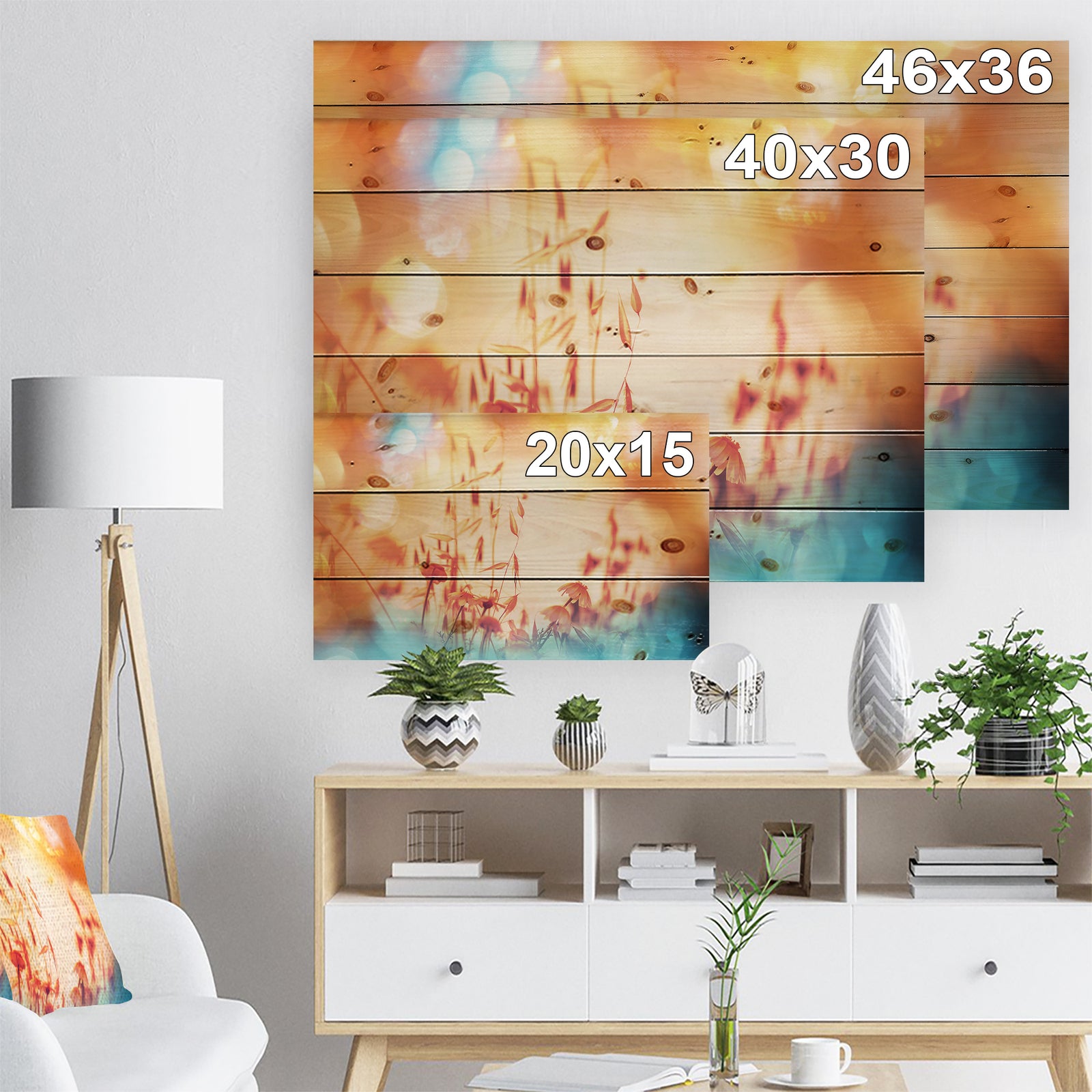 Beautiful Little Summer Flowers View - Floral Print on Natural Pine Wood