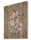 White and Yellow Floral Pattern - Floral Print on Natural Pine Wood