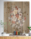 White and Yellow Floral Pattern - Floral Print on Natural Pine Wood