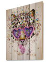 Funny Leopard with Heart Glasses - Animal Print on Natural Pine Wood