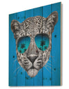 Leopard with Mirror Sunglasses - Animal Print on Natural Pine Wood