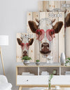 Cow with Red Heart Glasses - Animal Print on Natural Pine Wood