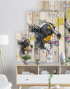 Dog and Yellow Ball Watercolor - Abstract Print on Natural Pine Wood