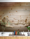 White Lion Family - Animal Print on Natural Pine Wood