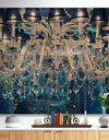 Blue Vintage Crystal Chandelier - Modern Print on Natural Pine Wood