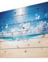 Beautiful Tropical Beach Panorama - Modern Seashore Print on Natural Pine Wood