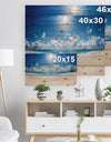 Beautiful Tropical Beach Panorama - Modern Seashore Print on Natural Pine Wood