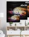 Bright Wave Particle in Air on Black - Large Abstract Print on Natural Pine Wood