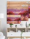 Red and Purple Japanese Gardens - Landscape Print on Natural Pine Wood