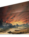 Beautiful Alien Planet Traos - Landscape Print on Natural Pine Wood