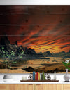 Beautiful Alien Planet Traos - Landscape Print on Natural Pine Wood
